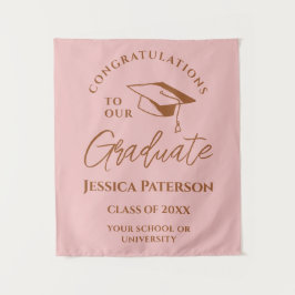 Baby Pink Brown Gefeliciteerd met onze Afstuderen Wandkleed