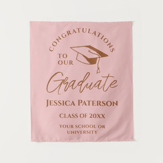 Baby Pink Brown Gefeliciteerd met onze Afstuderen Wandkleed (Voorkant)