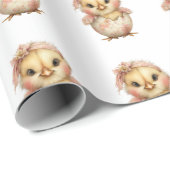 Baby Pink Chick Wrapping Paper Cadeaupapier (Rol Hoek)