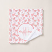 BABY PINK CHRISTMAS WINTER MITTENS & PETTEN MONOGR BAD HANDDOEK (Wasdoekje)