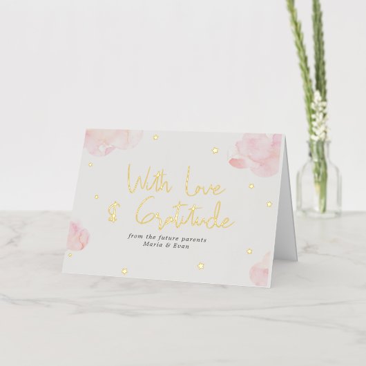 Baby Pink Clouds Meisje Sterren Dank u Folie Wenskaart (Bloemen)