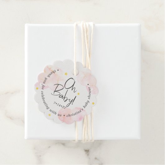 Baby Pink Clouds Oh Baby Bedankt Bedankjes Labels (In situ)