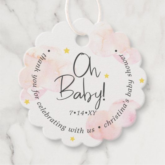 Baby Pink Clouds Oh Baby Bedankt Bedankjes Labels (Voorkant)