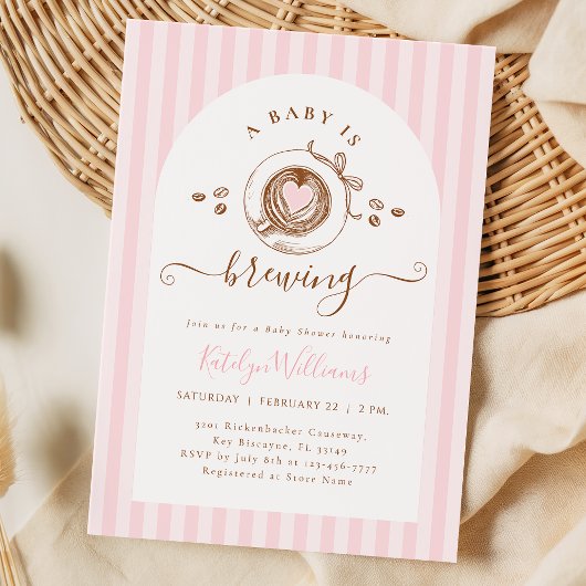 Baby Pink Coffee Baby Shower Invitation Kaart