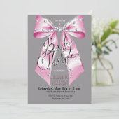 Baby Pink Diamond Coquette Bow Baby shower Girl Kaart (Staand voorkant)