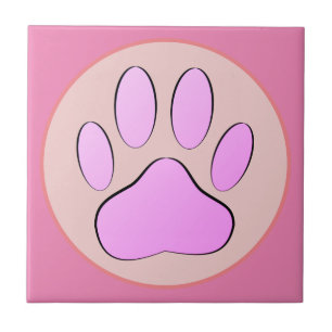 Baby Pink Dog Pawprint Rond Lijst Tegeltje
