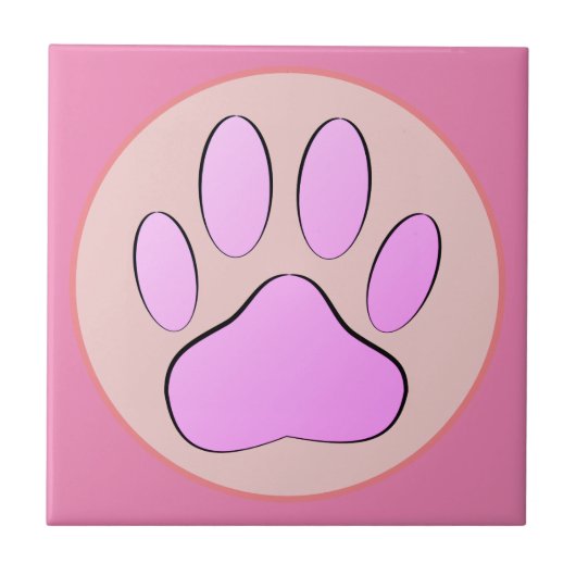 Baby Pink Dog Pawprint Rond Lijst Tegeltje (Voorkant)