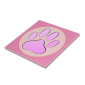 Baby Pink Dog Pawprint Rond Lijst Tegeltje (Zijkant)
