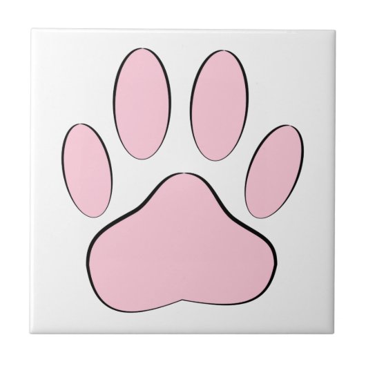 Baby Pink Dog Pawprint Tegeltje (Voorkant)