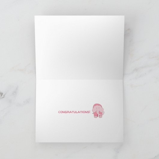 Baby Pink Elephant Kaart (Binnen)