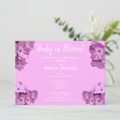 Baby Pink Floral Baby Shower Invitation Kaart (Staand voorkant)