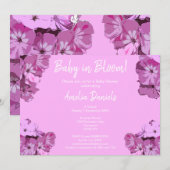 Baby Pink Floral Baby Shower Invitation Kaart (Voorkant / Achterkant)