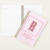 Baby Pink Floral Monogrammed Name Letter R Planner (Display)
