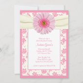 Baby Pink Gerbera Ivory Baby shower Uitnodiging (Voorkant)