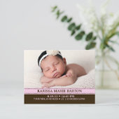 Baby Pink Gewoon Charmante Foto Aankondiging Geboo (Staand voorkant)