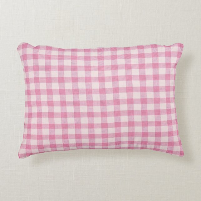 Baby Pink Gingham Accent Kussen (Voorkant)