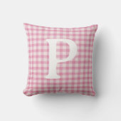 Baby Pink Gingham Initiaal Custom Kussen (Voorkant)