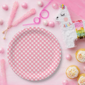 Baby Pink Gingham Papieren Bordje (Feest)