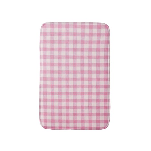 Baby Pink Gingham Pattern Badmat (Voorkant Verticaal)