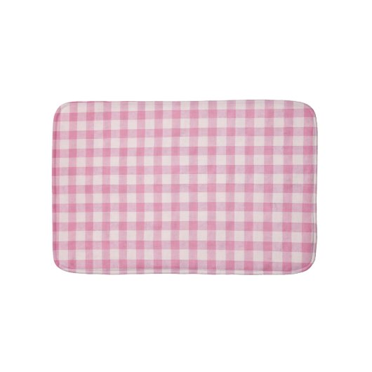 Baby Pink Gingham Pattern Badmat (Voorkant)