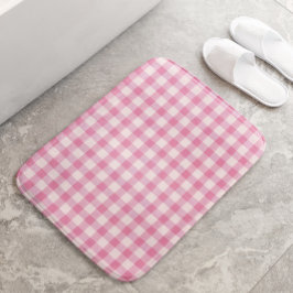 Baby Pink Gingham Pattern Badmat