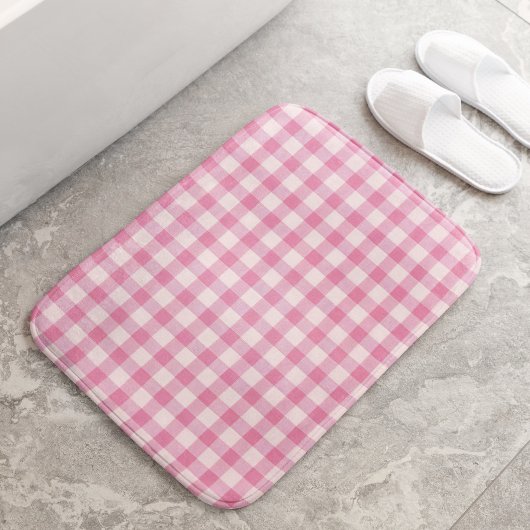 Baby Pink Gingham Pattern Badmat