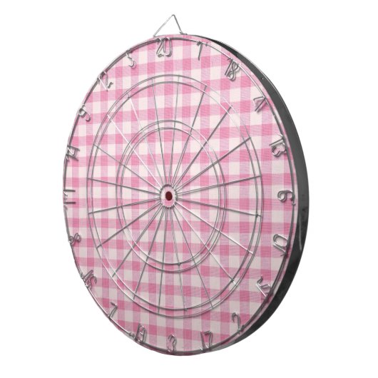 Baby Pink Gingham Pattern Dartbord (Voorkant Rechts)