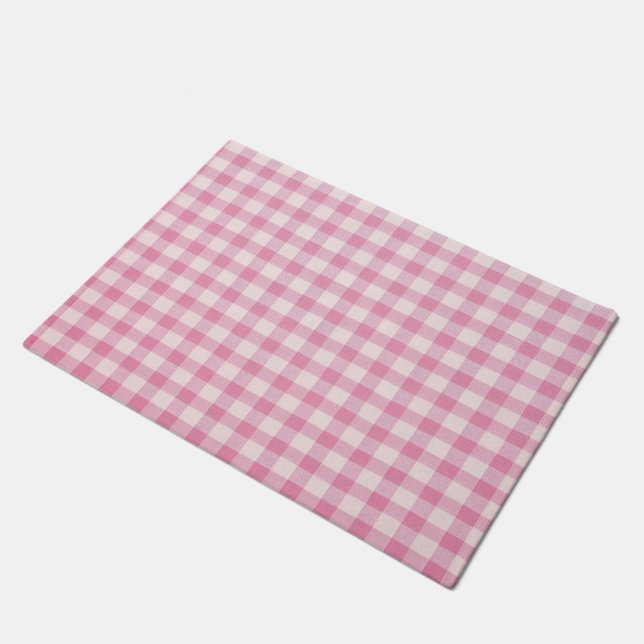 Baby Pink Gingham Pattern Deurmat (Schuin)