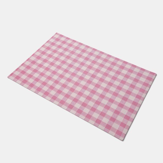 Baby Pink Gingham Pattern Deurmat (Schuin)