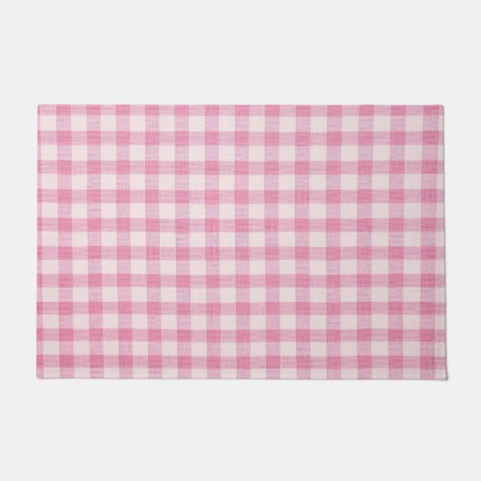 Baby Pink Gingham Pattern Deurmat (Voorkant)