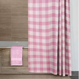 Baby Pink Gingham Pattern Douchegordijn