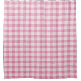 Baby Pink Gingham Pattern Douchegordijn