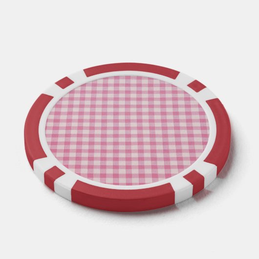 Baby Pink Gingham Pattern Poker Chips (Enkel)