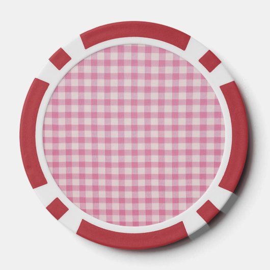 Baby Pink Gingham Pattern Poker Chips (Achterkant)