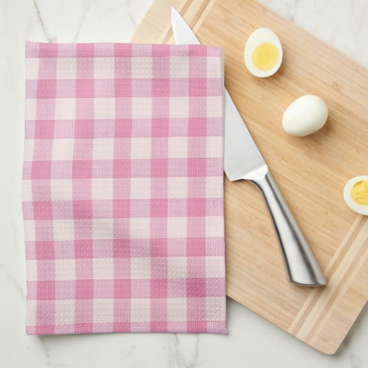 Baby Pink Gingham Pattern Theedoek (Quarter Fold)