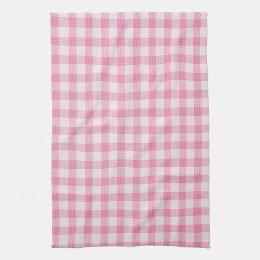 Baby Pink Gingham Pattern Theedoek (Verticaal)