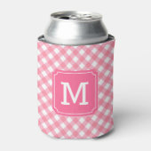 Baby Pink Gingham Personaliseer Monogram Blikjeskoeler (Blikje Voorkant)