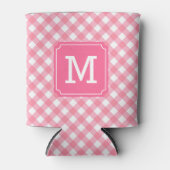 Baby Pink Gingham Personaliseer Monogram Blikjeskoeler (Voorkant)