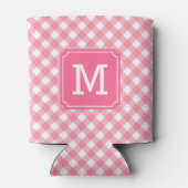 Baby Pink Gingham Personaliseer Monogram Blikjeskoeler (Achterkant)