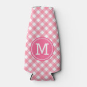 Baby Pink Gingham Personaliseer Monogram Flesjeskoeler (Voorkant)