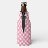 Baby Pink Gingham Personaliseer Monogram Flesjeskoeler (Fles Achterkant)