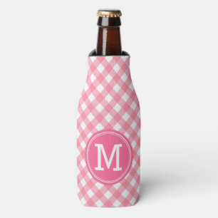 Baby Pink Gingham Personaliseer Monogram Flesjeskoeler