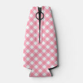 Baby Pink Gingham Personaliseer Monogram Flesjeskoeler (Achterkant)