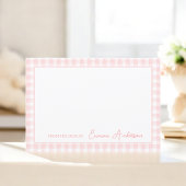 Baby Pink Gingham persoonlijk briefpapier Bedankkaart