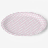 Baby Pink Gingham Plaid Papieren Bordje (Gekanteld)