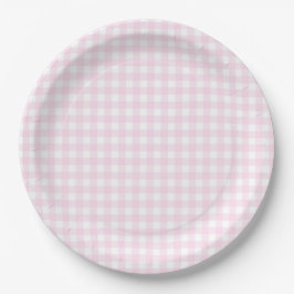 Baby Pink Gingham Plaid Papieren Bordje