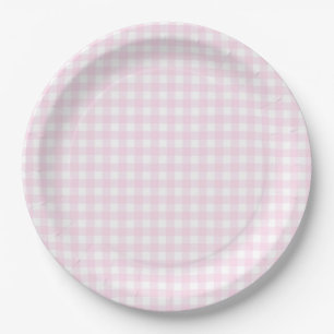 Baby Pink Gingham Plaid Papieren Bordje