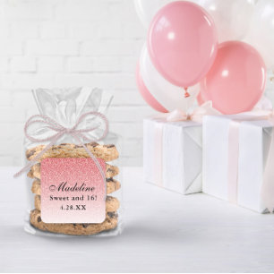 Baby Pink Glam Glitter gepersonaliseerd Vierkante Sticker