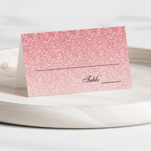 Baby Pink Glam Glitter Place Card Plaatskaartje