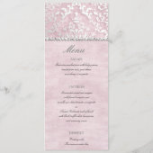 Baby Pink Glimmer Damask Wedding Menu (Achterkant)